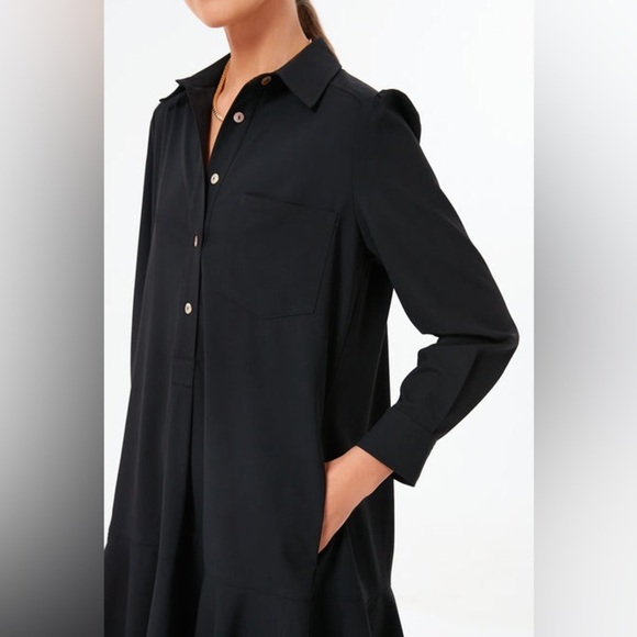 TUCKERNUCK Callahan Black Cotton Shirt Flutter Dress Long Sleeve - Picture 7 of 11